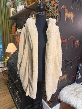 Cozy Sherpa Hooded Coatigan - Beige